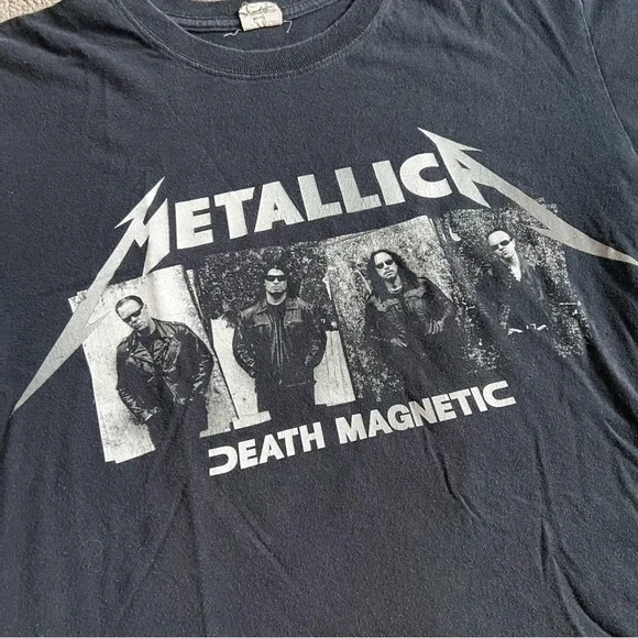 VTG Metallica Death Magnetic World Tour T Shirt Men’s Sz M Black Double Sided - Picture 3 of 10